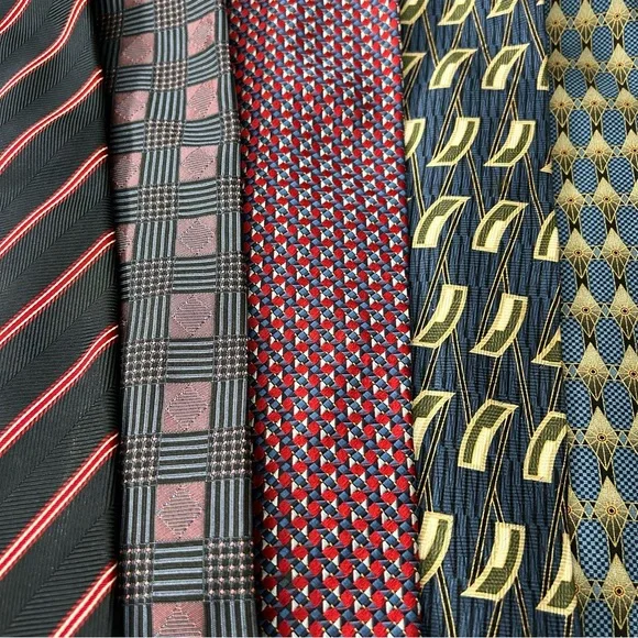 Set of 5 Blue Geometric Men’s Ties - Picture 4 of 4